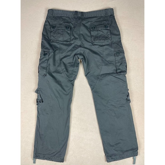 Cafdlcq Mens‎ 44 Cargo Pants Hi Rise Straight Leg Army Green Drawstring Waist - Picture 12 of 13